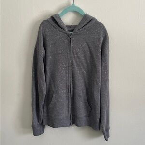 Gray Zip-Up Hoodie With Silver Accents Girls 7/8